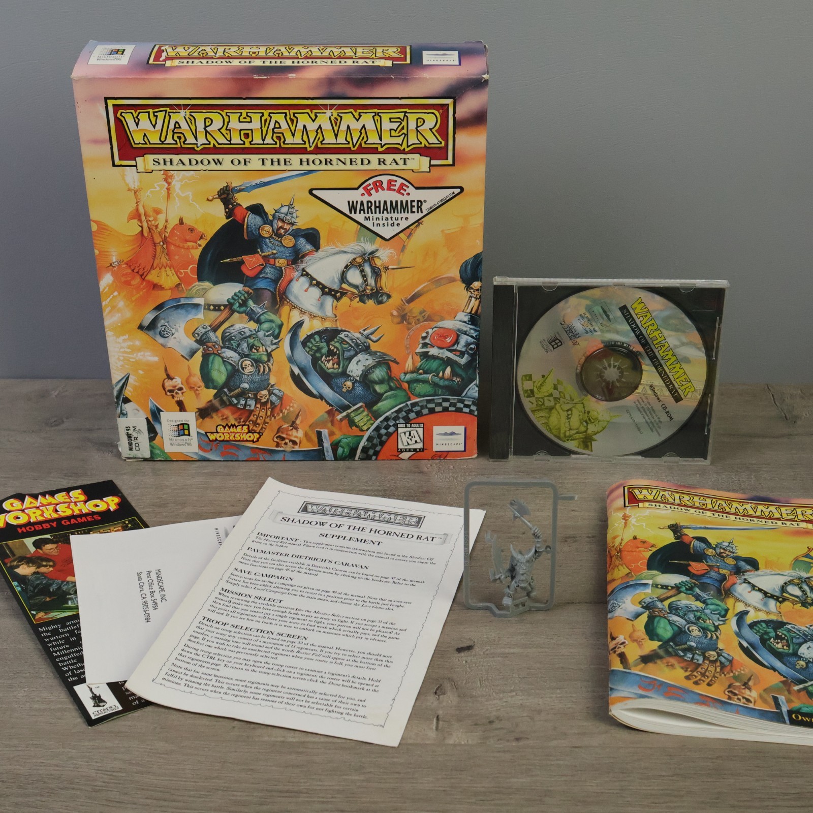 Warhammer Shadow of the Horned Rat (PC, 1995) – Big Box CIB W/ HTF Miniature
