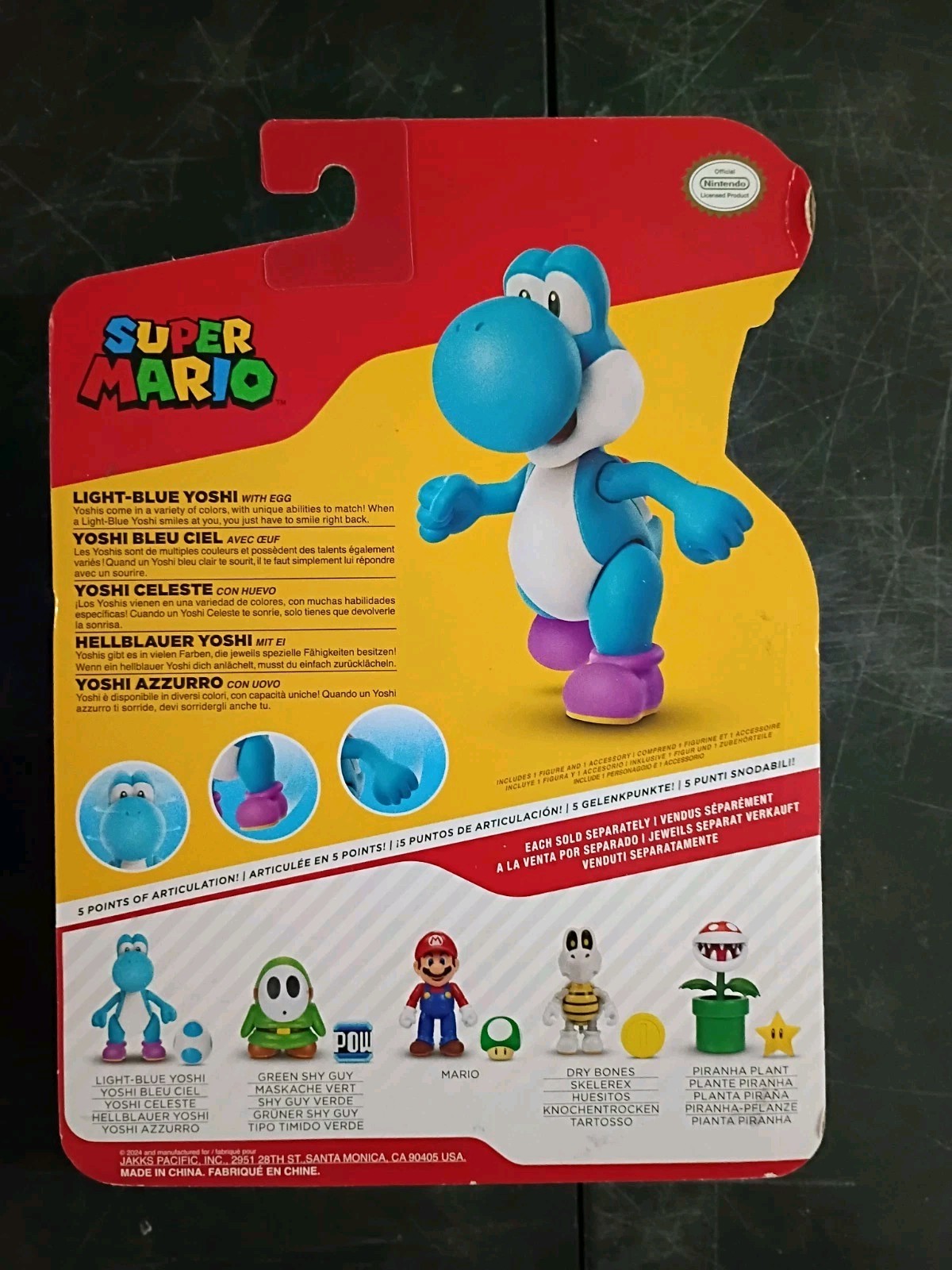 4-PK SUPER MARIO 4″ Nintendo Lot Red Green Shy Guy Piranha Plant Blue Yoshi