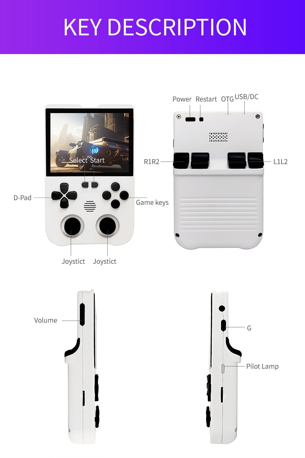XU10 Retro Video Game Console Handheld 3.5” IPS Linux Kids Toy Gift 3000mAh AU