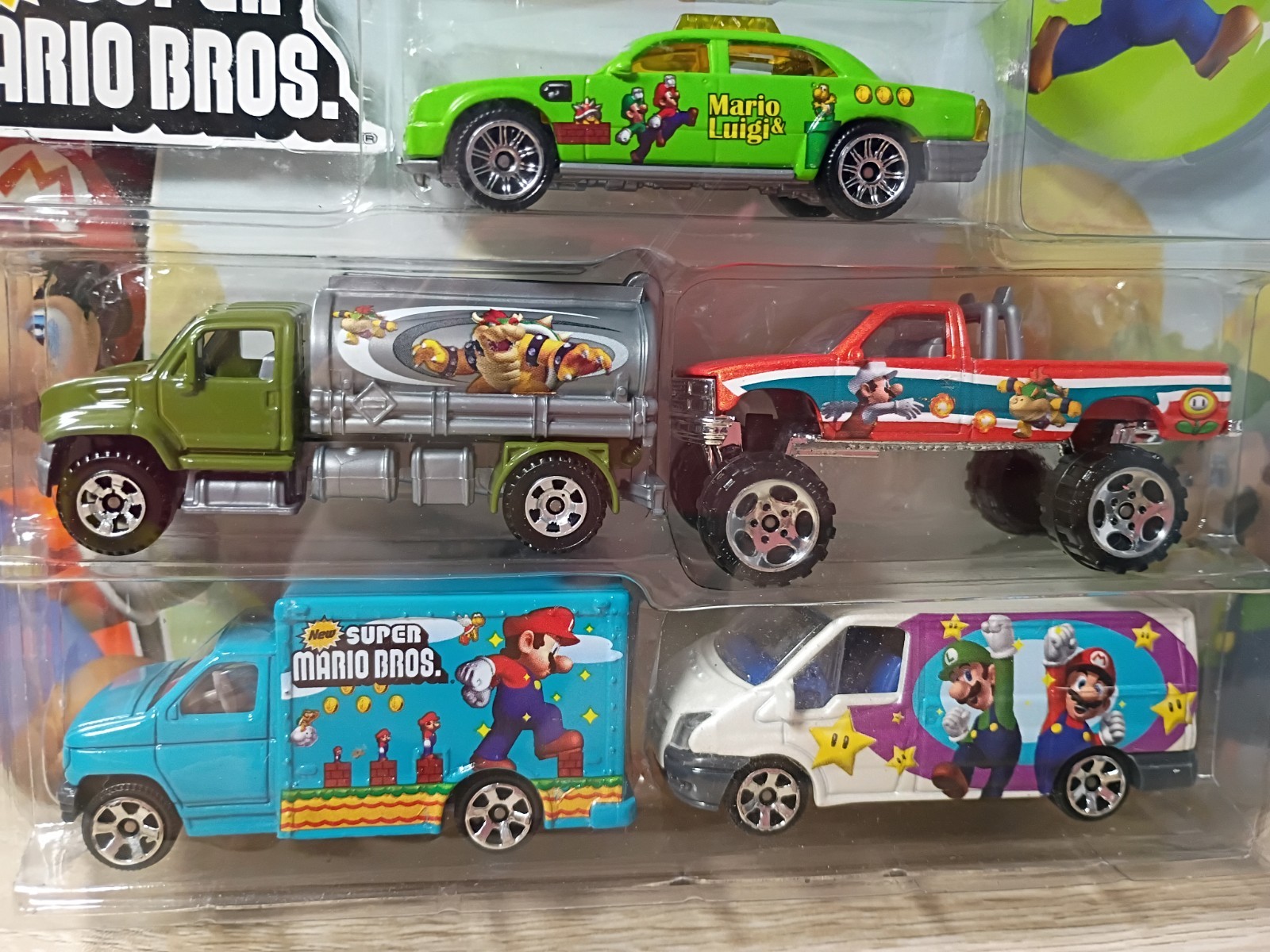 *FREE SHIP* NEW SUPER MARIO BROS Matchbox 5-PK 2007 Ford Chevy Truck Van Taxi