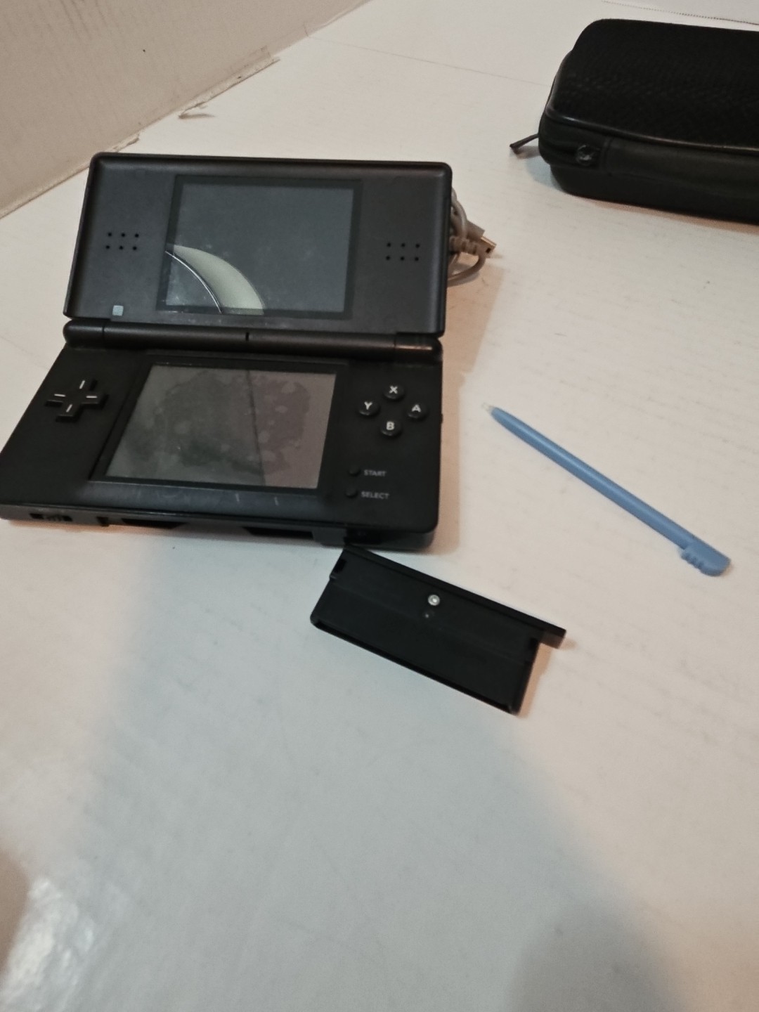 Nintendo DS Lite Onyx Black With Slot Protector. READ TESTED PARTS OR REPAIR