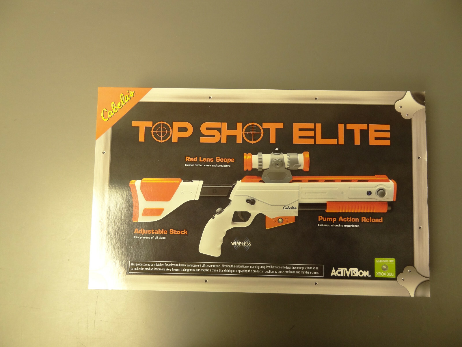 Xbox 360 Cabela’s Top Shot Elite w/ Scope Rifle Peripheral Includes Sensor NEW