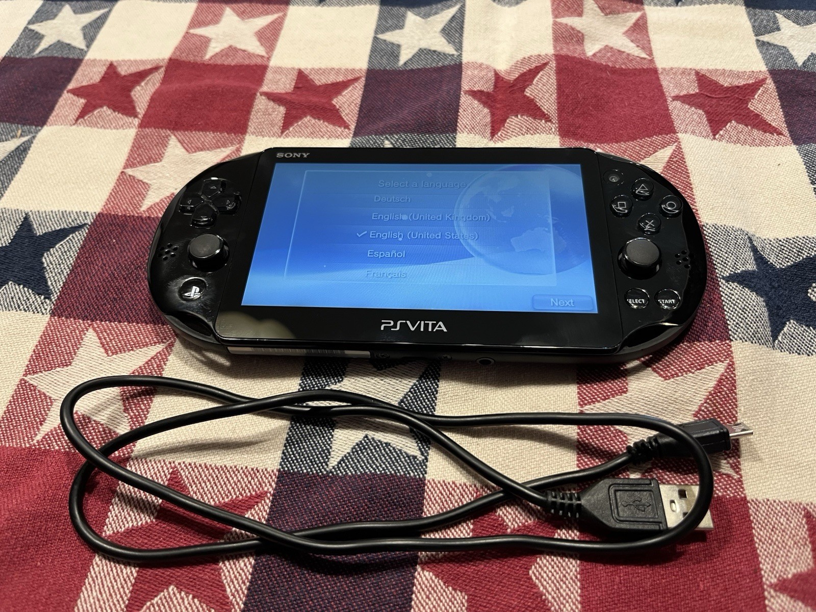 Sony PlayStation Vita PCH-2001 Black Tested And Working with Charging Cable Only