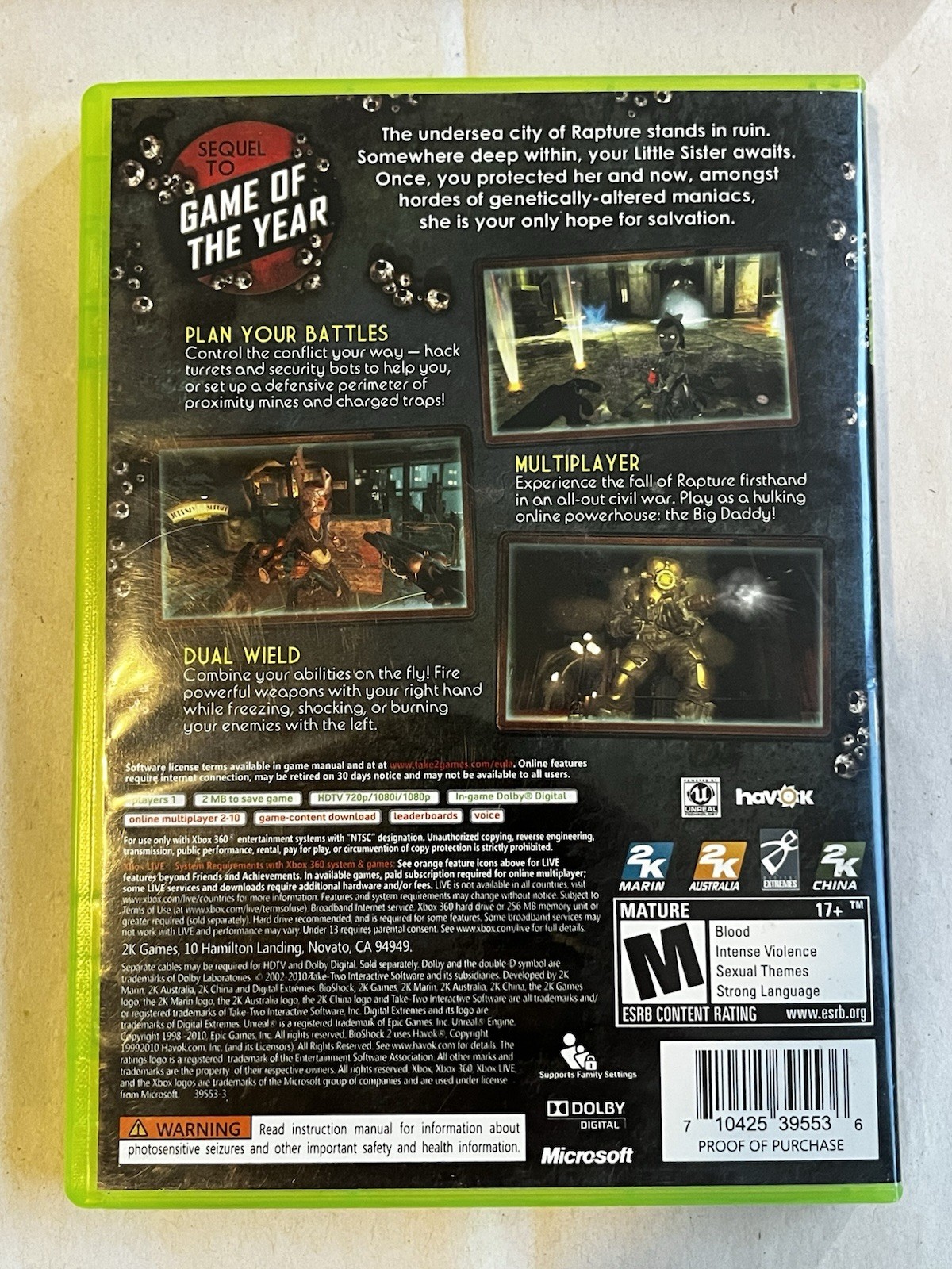 Bioshock 2 360 Game, Guide, and Factory Sealed Bioshock Infinite 360 Game-CIB