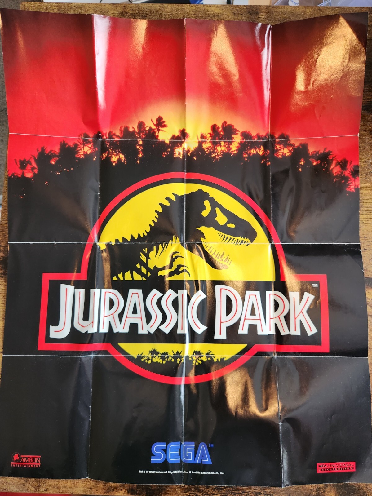 Jurassic Park Sega Genesis / Game Gear 1993 Fold Out Insert Poster