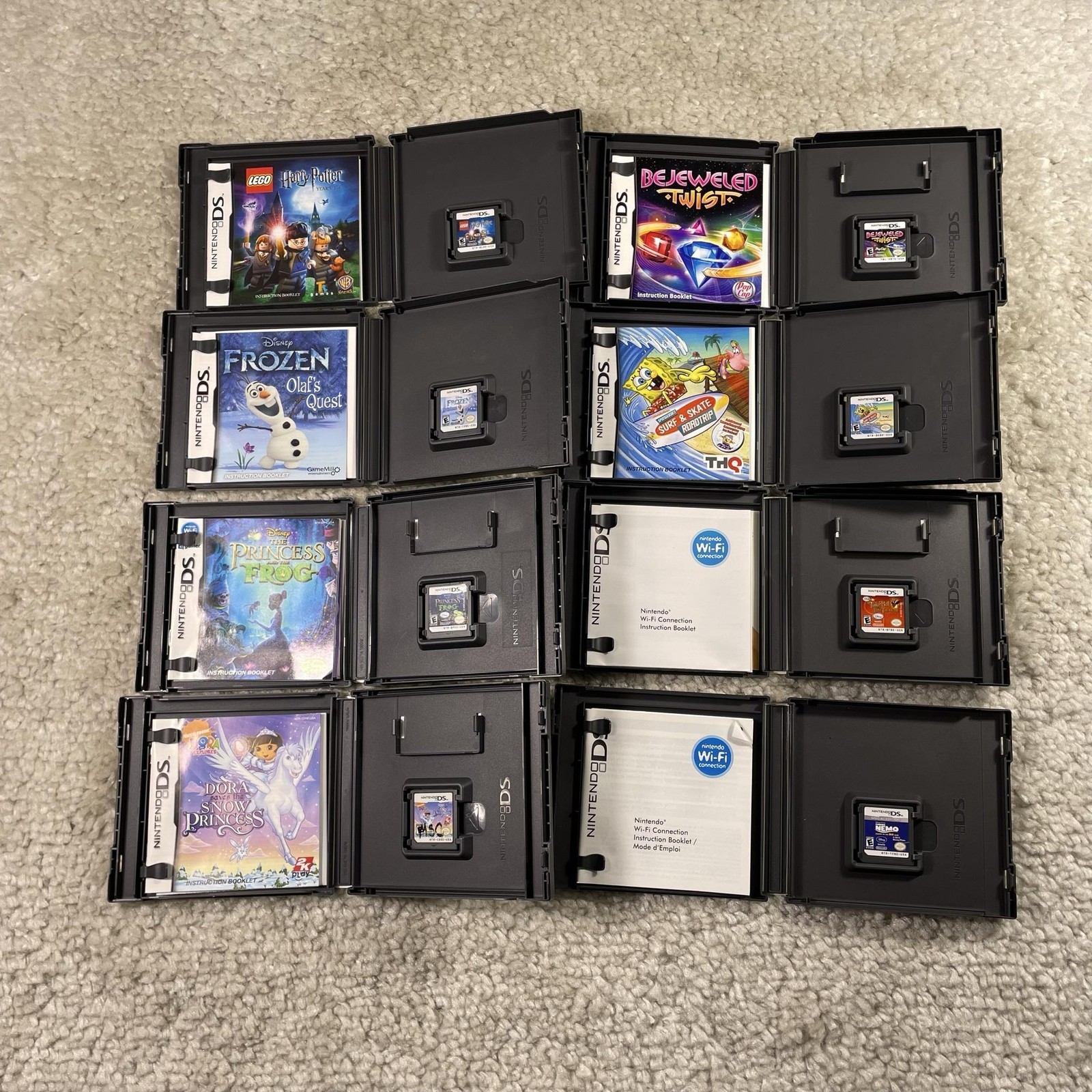 Nintendo DS Video Game Lot 8 Lego Harry Potter Frozen Dora Disney Spongebob Kids