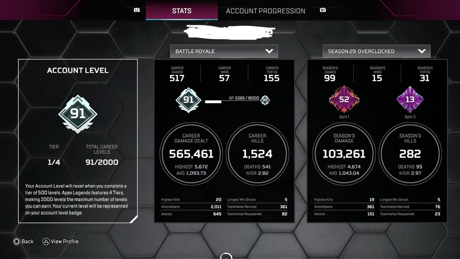 Apex Legends LVL 91 | PS5 | 11/28 Characters Unlocked | D4 Split 1/2 S29 Done ✅