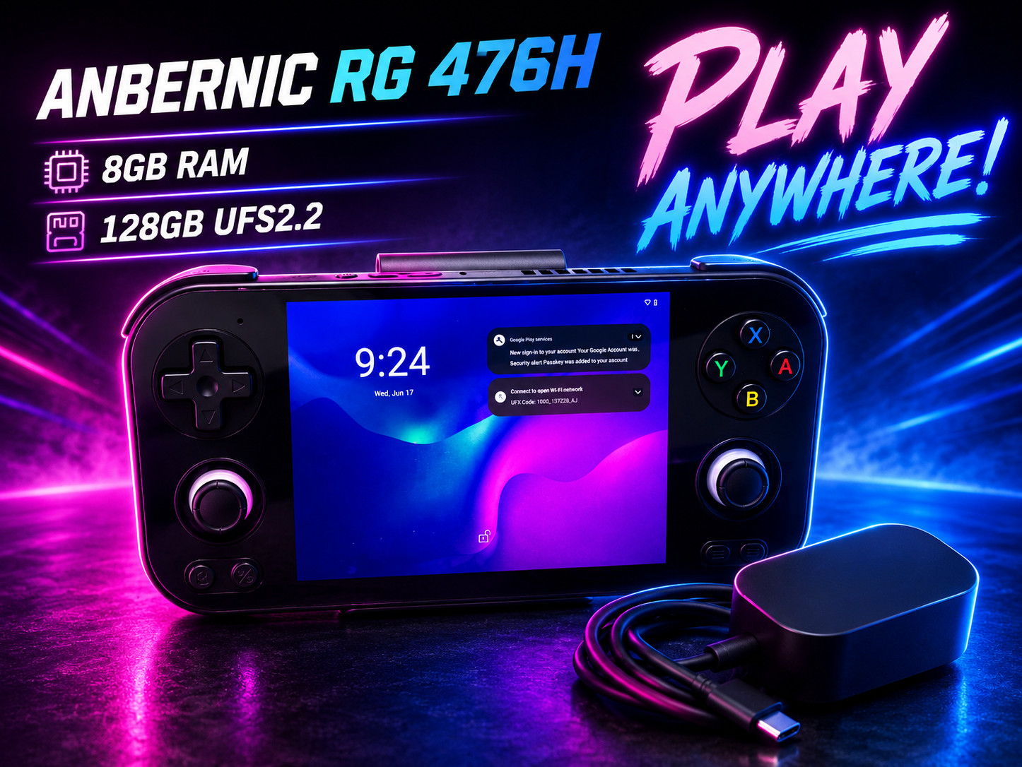 🤩 AWESOME! ANBERNIC RG476H 8GB RAM 128GB UFS2.2 Android Console w/ Charger