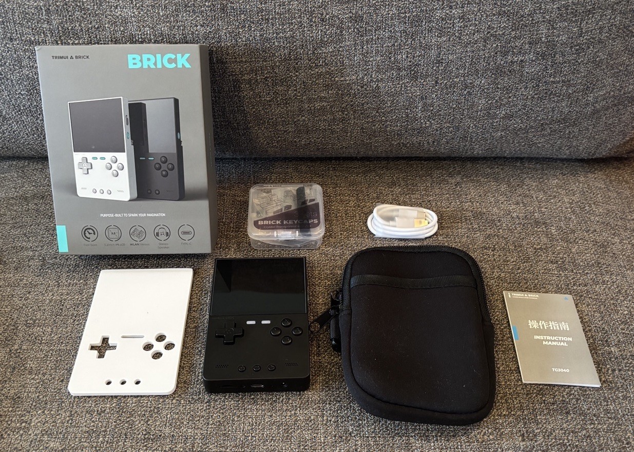 TrimUI Brick Black Handheld Emulation Game Console w Case + Keycaps, Preloaded