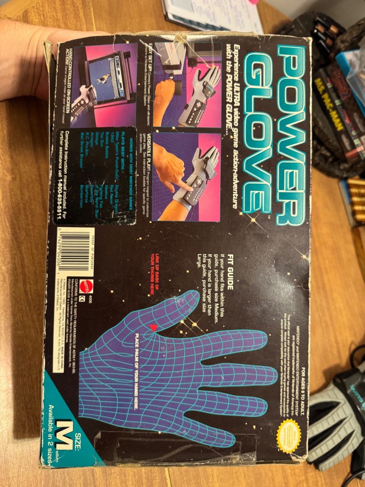 Nintendo NES Power Glove video game motion controller CIB complete w/ rough box