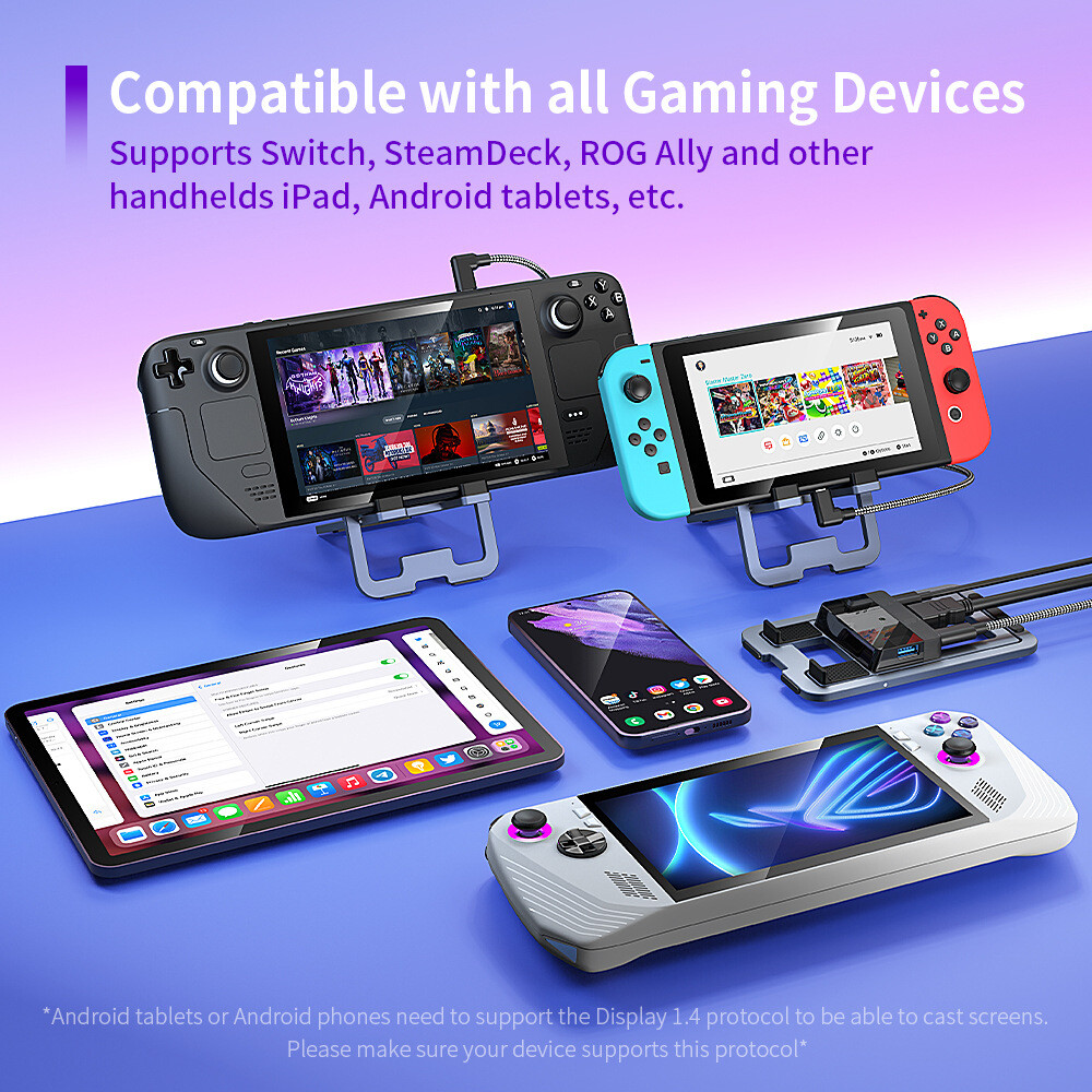 Docking Station for Steam Deck with HDMI 4K USB Type-C PD Fast Charging Port