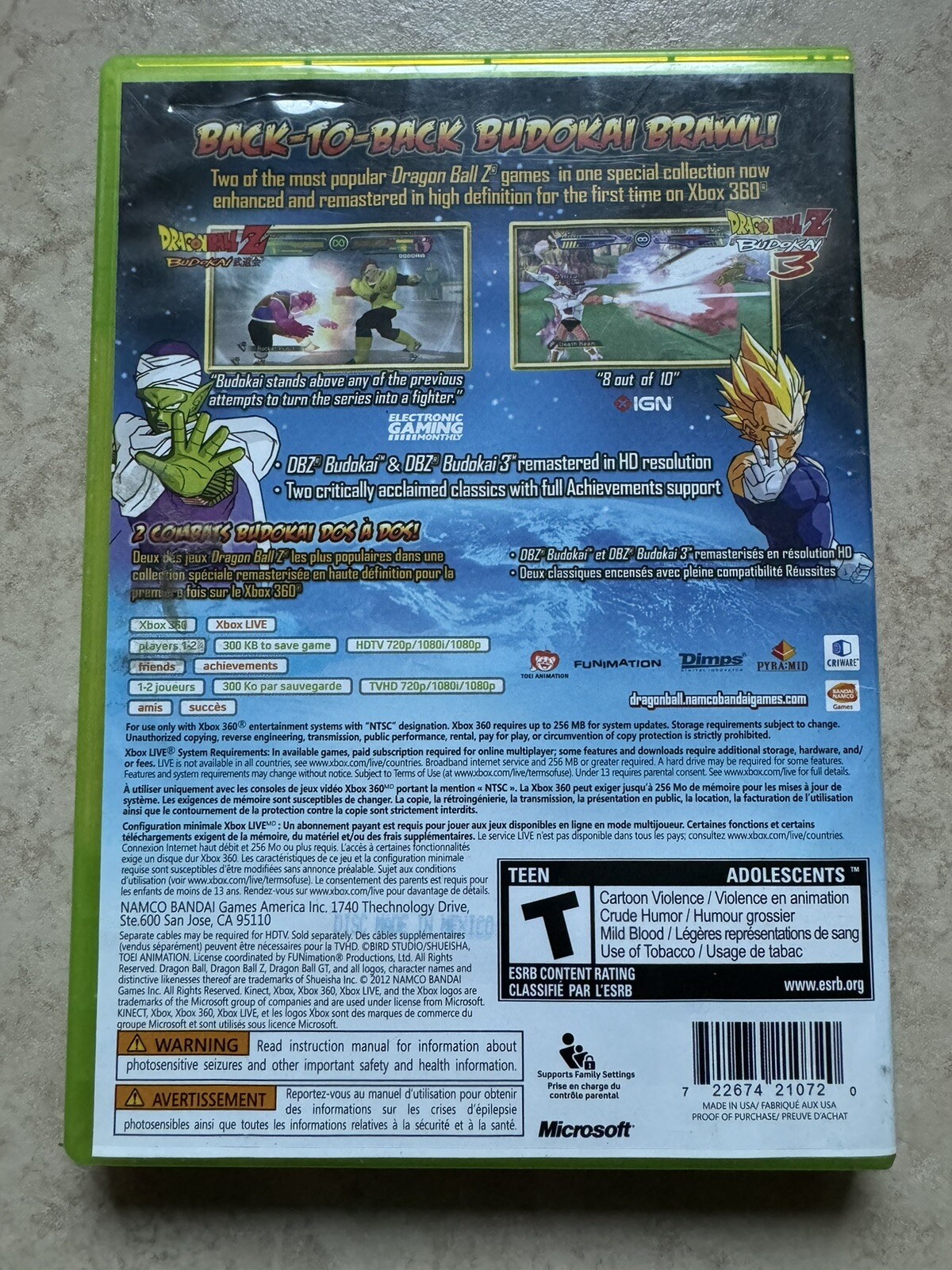 Dragon Ball Z: Budokai HD Collection (Xbox 360, 2012) Complete CIB W/ Manual