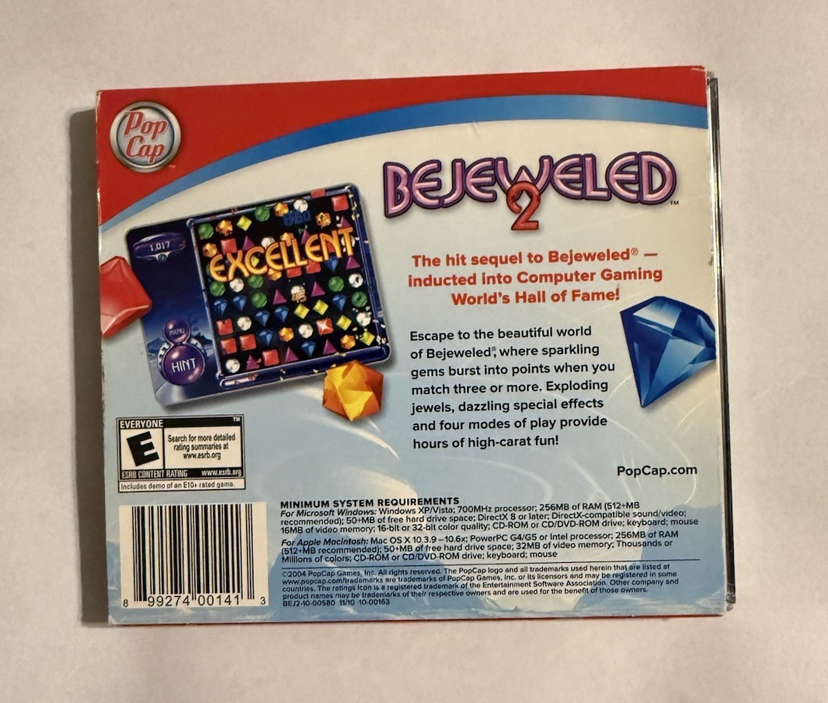 Bejeweled 2 PC CD-ROM PopCap Game Complete w/ Case & Disc Win/Mac Tested 2004