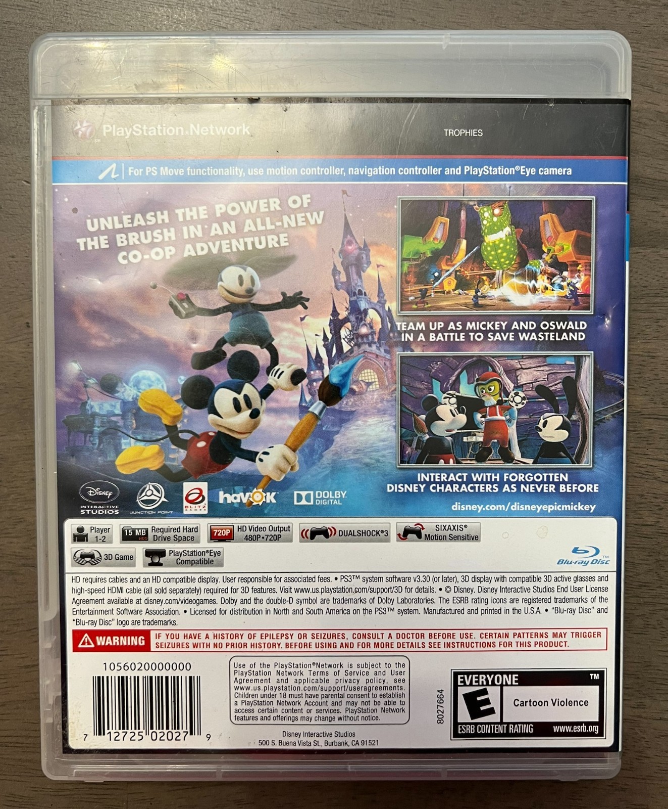 Disney Epic Mickey 2: Power of Two, Sony PlayStation 3 Complete Free Shipping