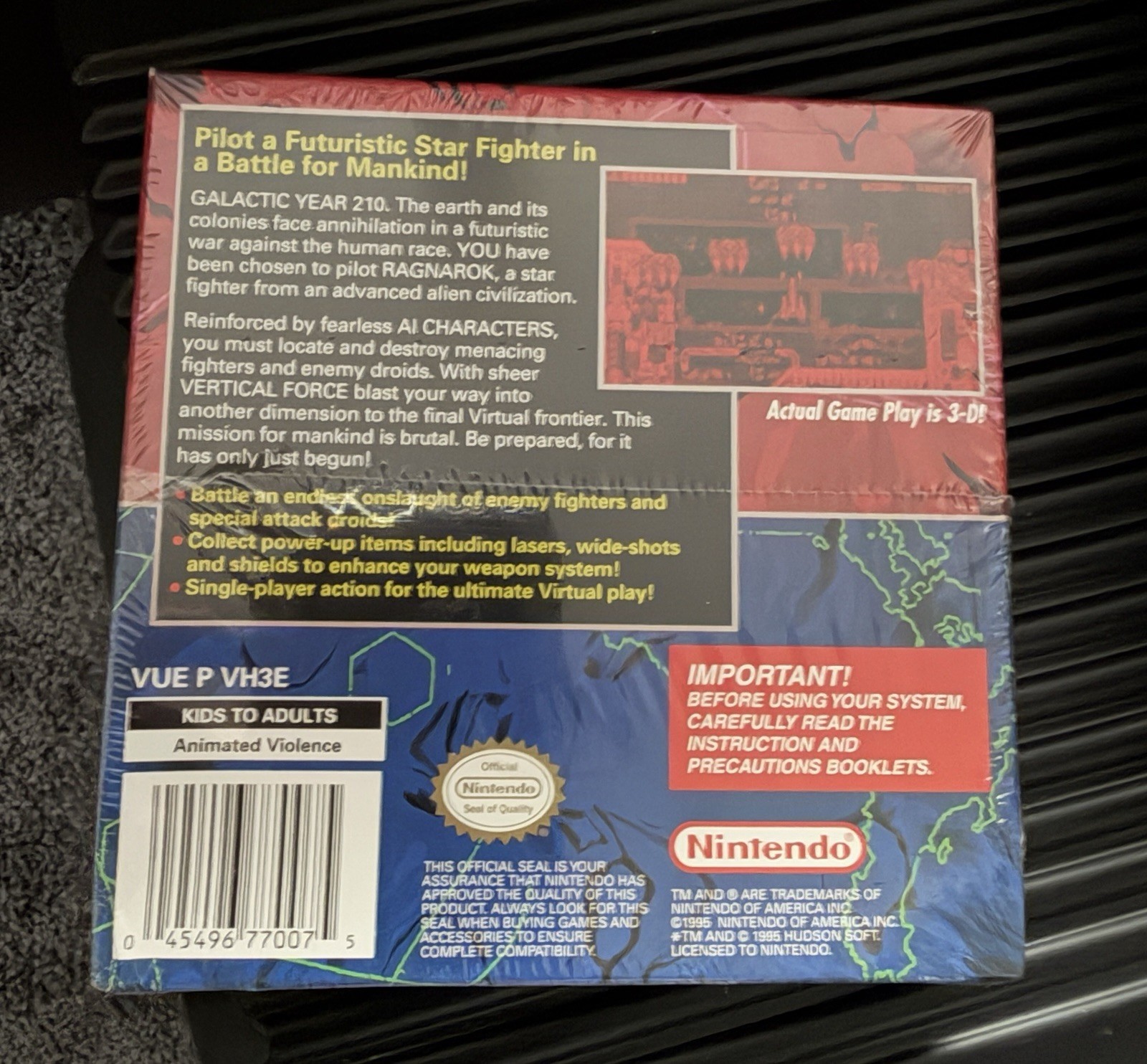 Vertical Force Nintendo Virtual Boy Factory Sealed Brand New Box Dented
