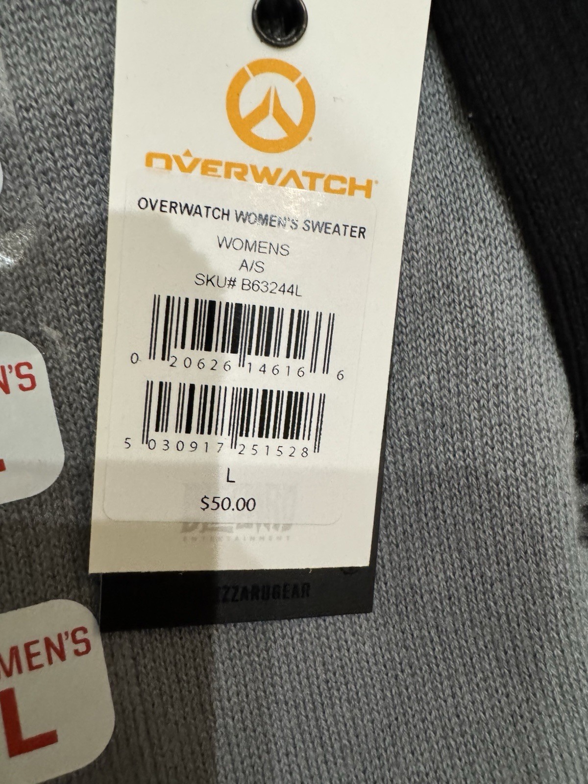 New Blizzard Woman’s Gray & Black Overwatch League Ragland Sweater NWT Size LRG