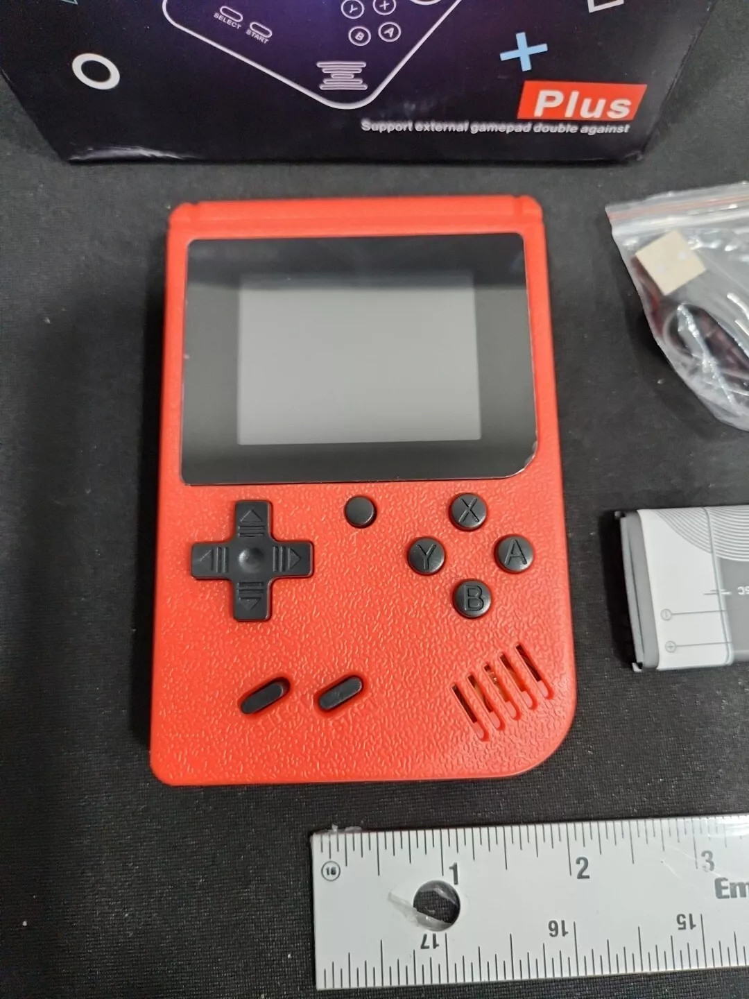 GAMEBOX GAME BOX PLUS- HAND HELD GAME SYSTEM RECHARGEABLE BATTERY – RED