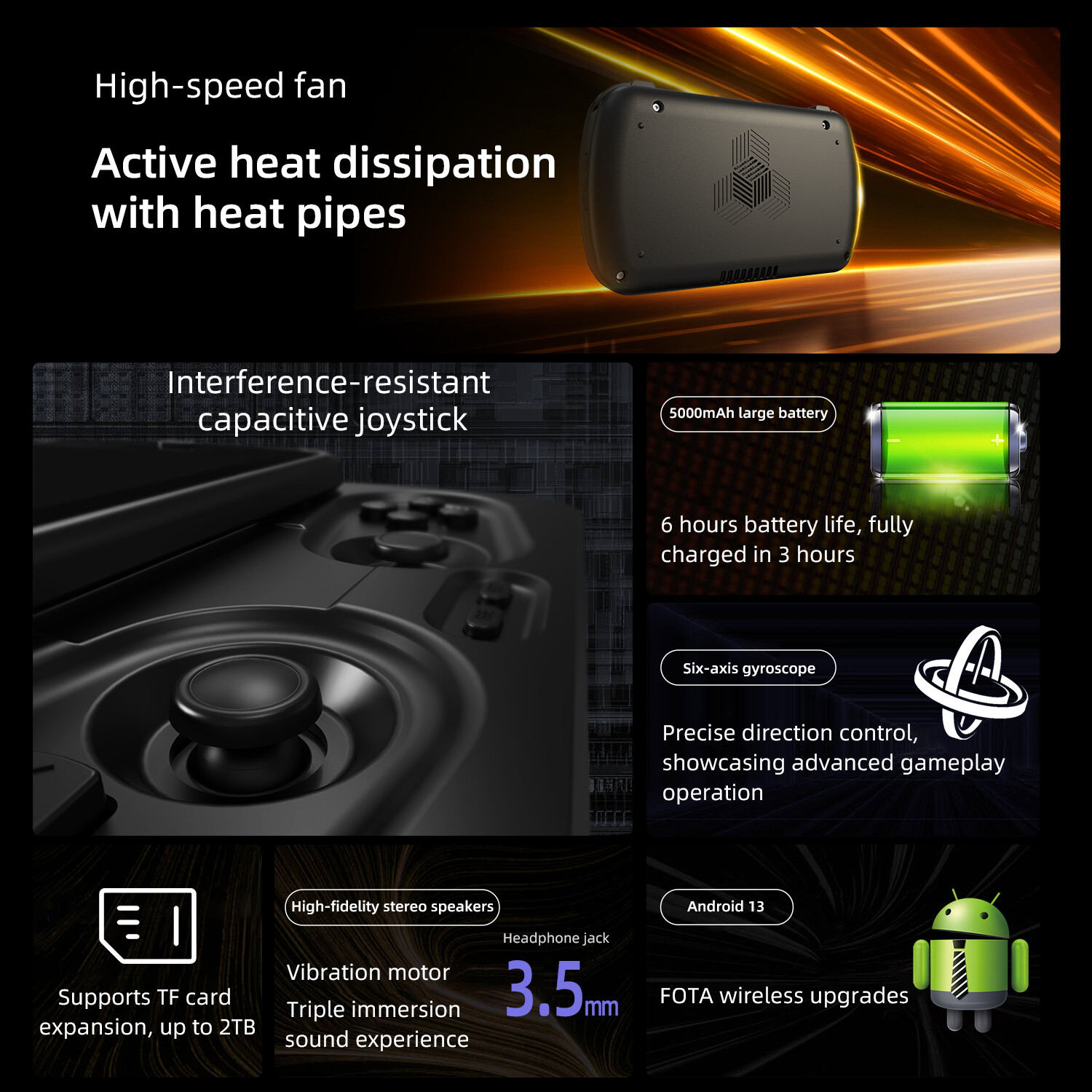 ANBERNIC RG Slide Android13 Handheld Game Console 4.7″ LTPS In-Cell Screen Gifts