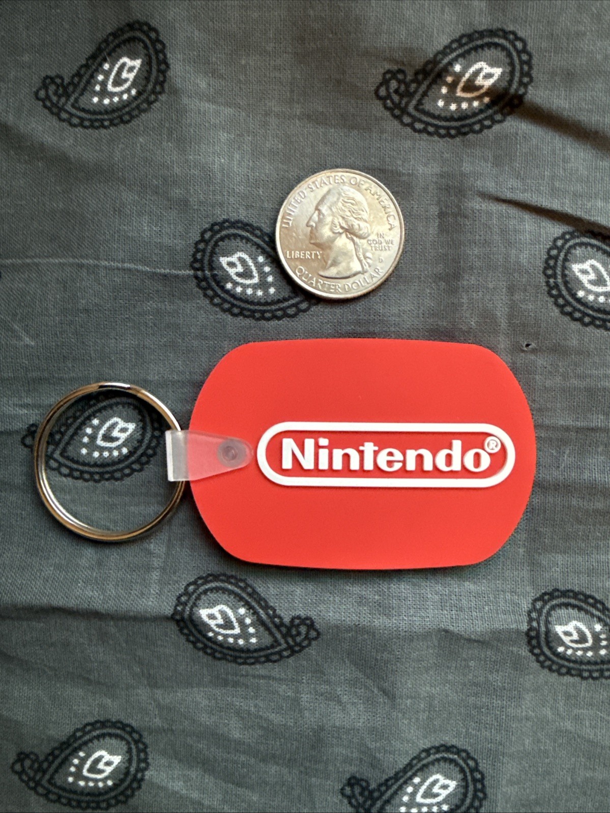 Vintage Early 2000s Late 90s Nintendo Promotional Keychain Red NOS Key Ring Game