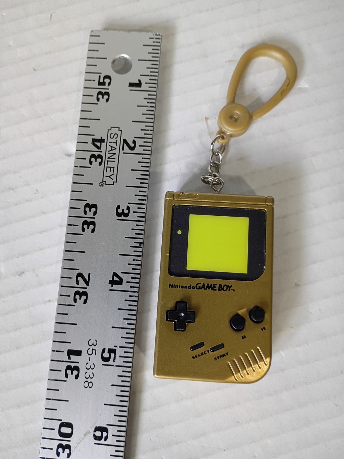 Nintendo Gameboy Classic keychain backpack clip charm tag plastic gold