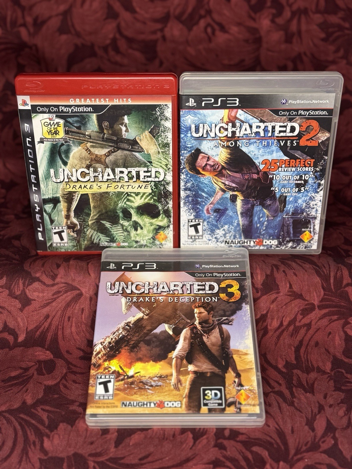 Uncharted 1 2 3 Trilogy 3 Game Lot (Sony PlayStation 3) PS3 CIB Complete in Box