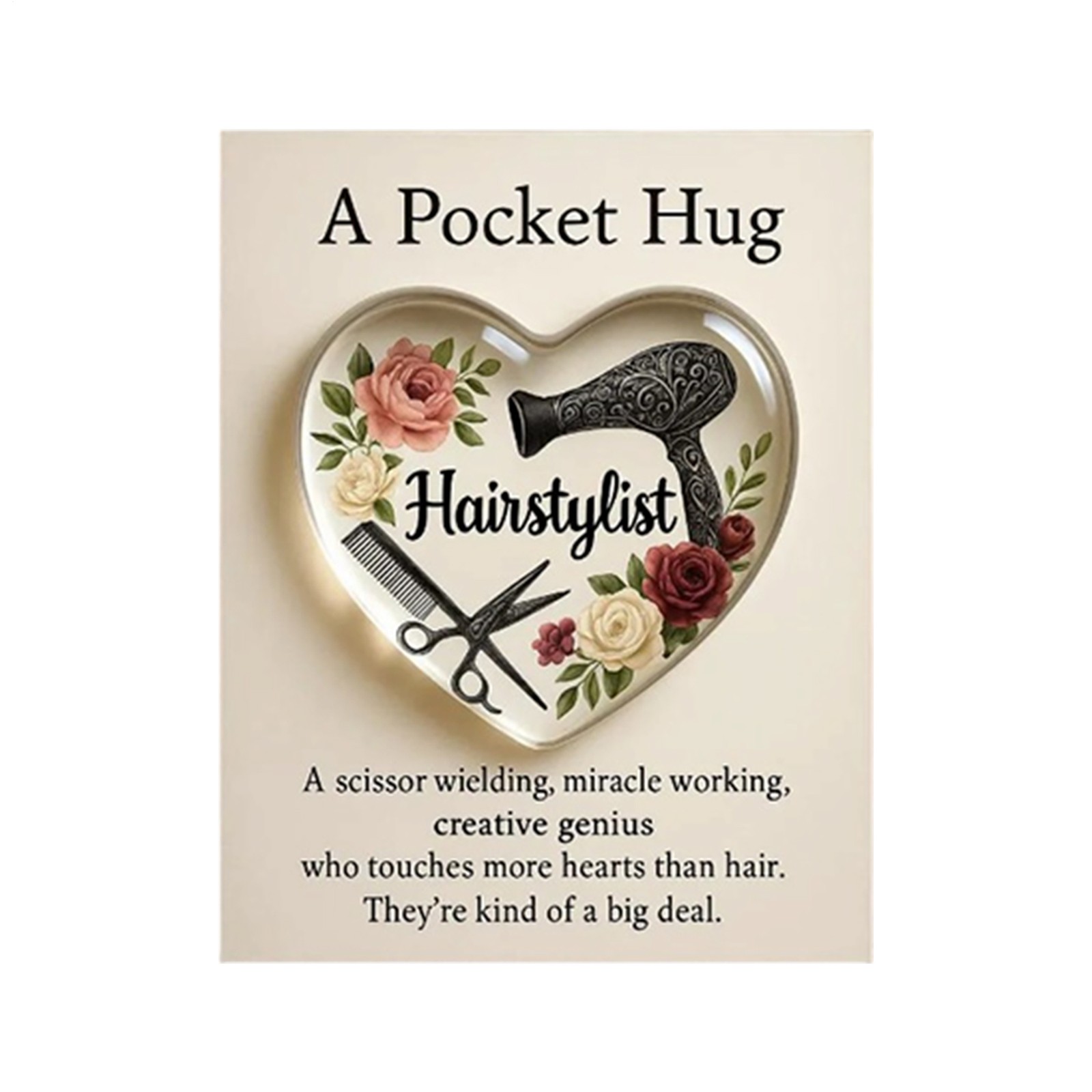 1pc A pocket Hug for Hairstylist 2D Heart Shaped Hairdresser Gift