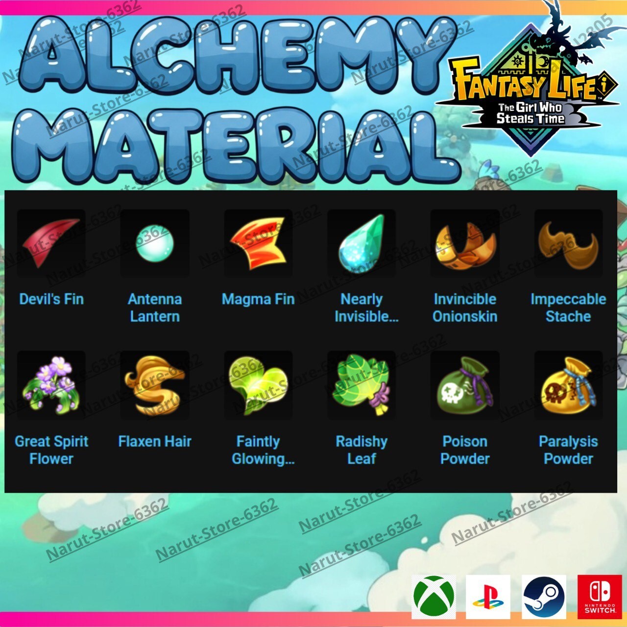 Fantasy Life I: Alchemy Material Bundle🌟 crafting The Girl Who Steals the Time
