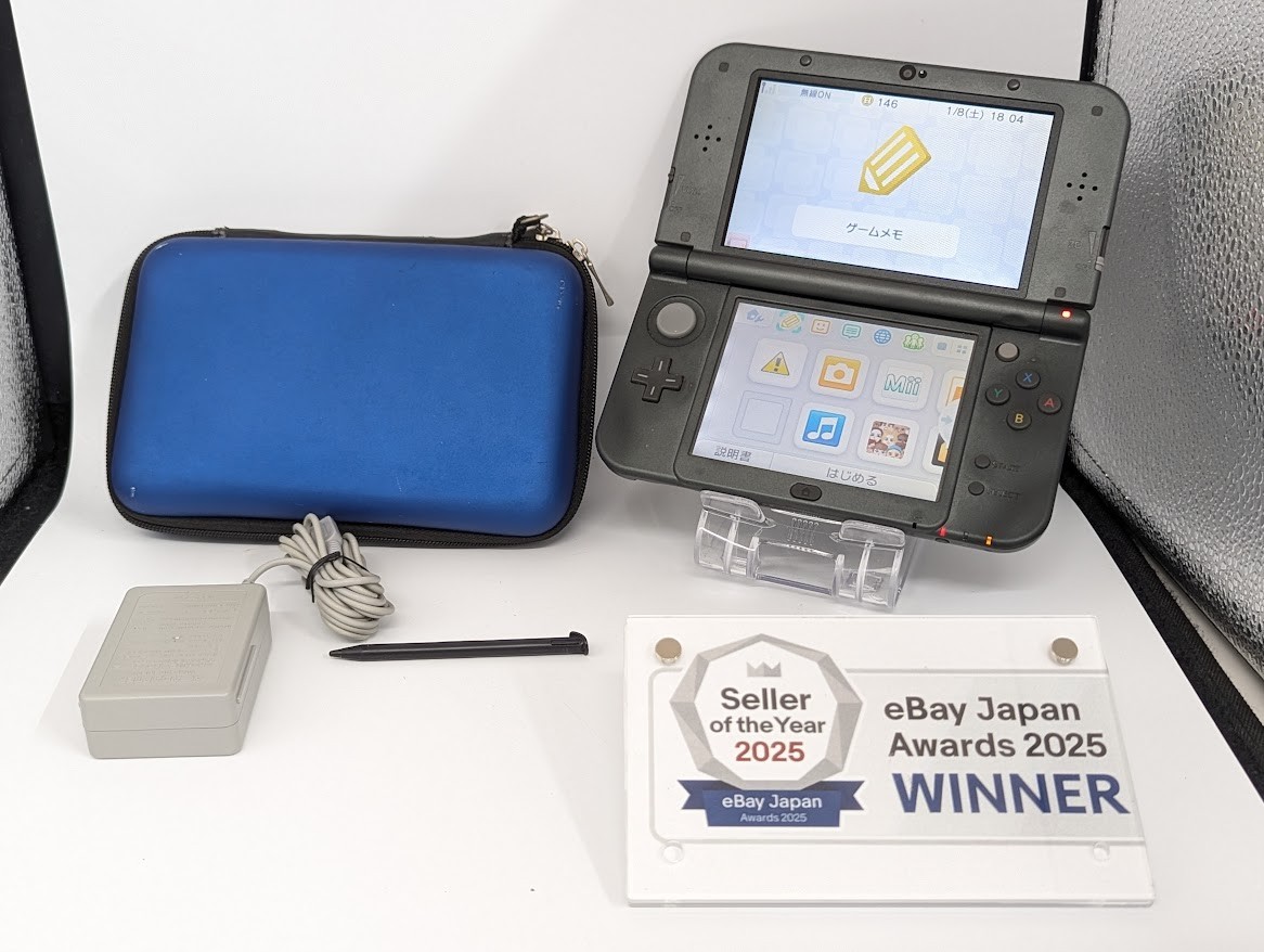 B127 Nintendo new 3DS LL XL console Metallic Black Japan w/pen adapter case fx