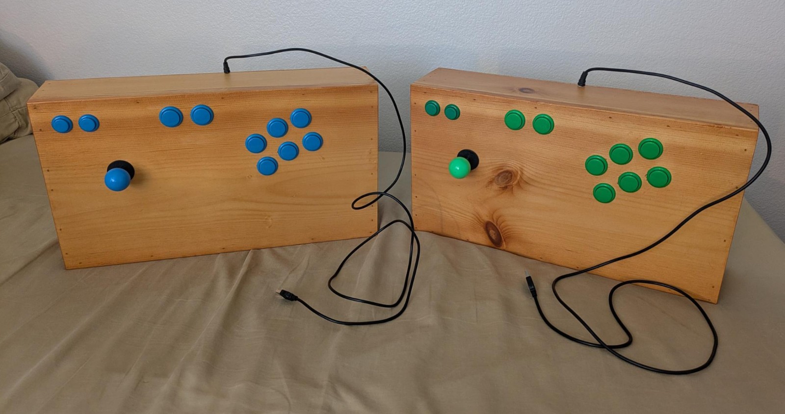 2X Custom Wood Arcade Sticks – Heavy Duty USB Fightsticks for Retro Gaming