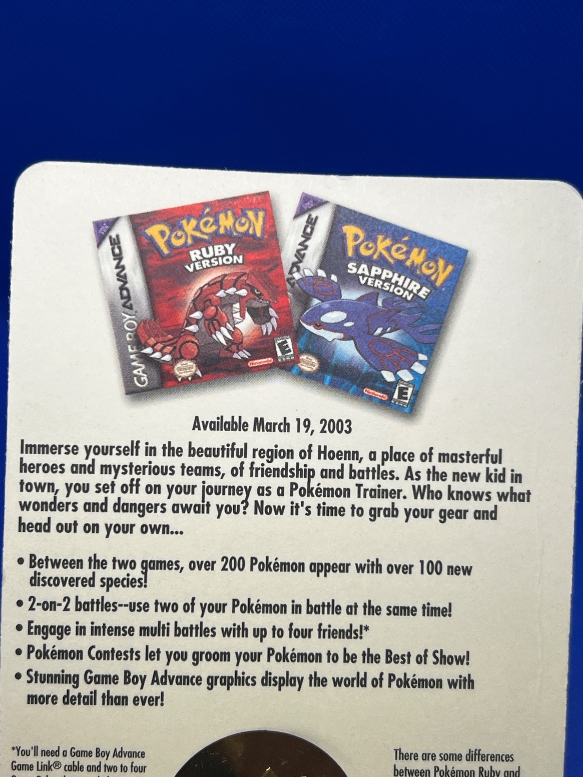 NEW SEALED 2003 Pokemon Sapphire Kyogre Limited Edition Preorder Metal Coin
