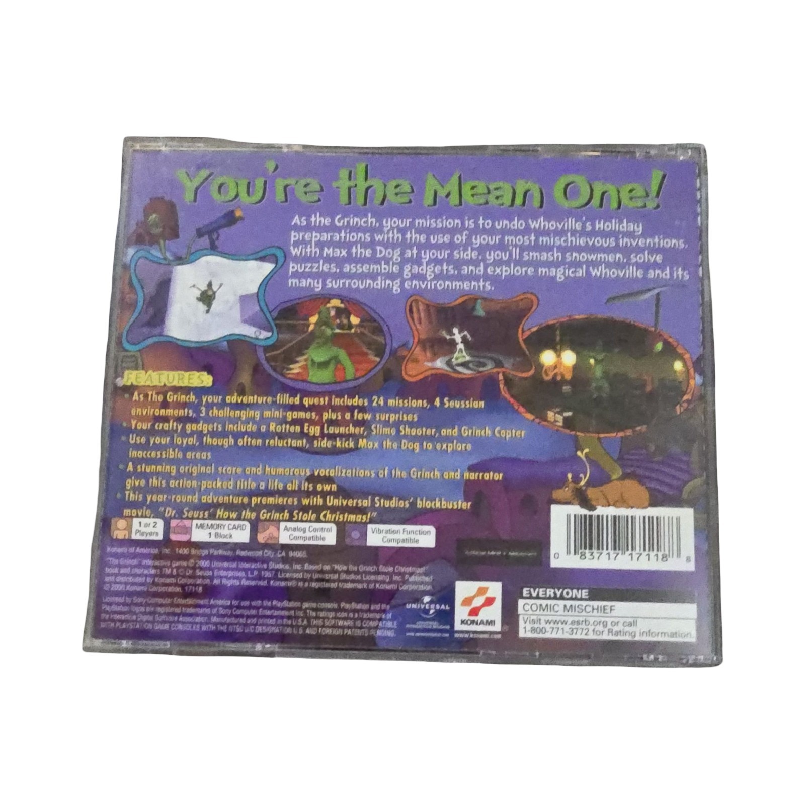 Playstation 1 PS1 ” The Grinch ” Game – US region – 2000 CIB