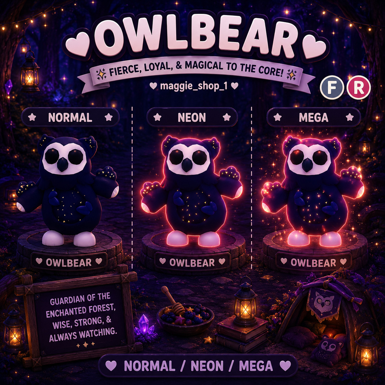 Owlbear FR Normal/Neon /Mega ✨ Adopt From Me Today ✨ Top Picks