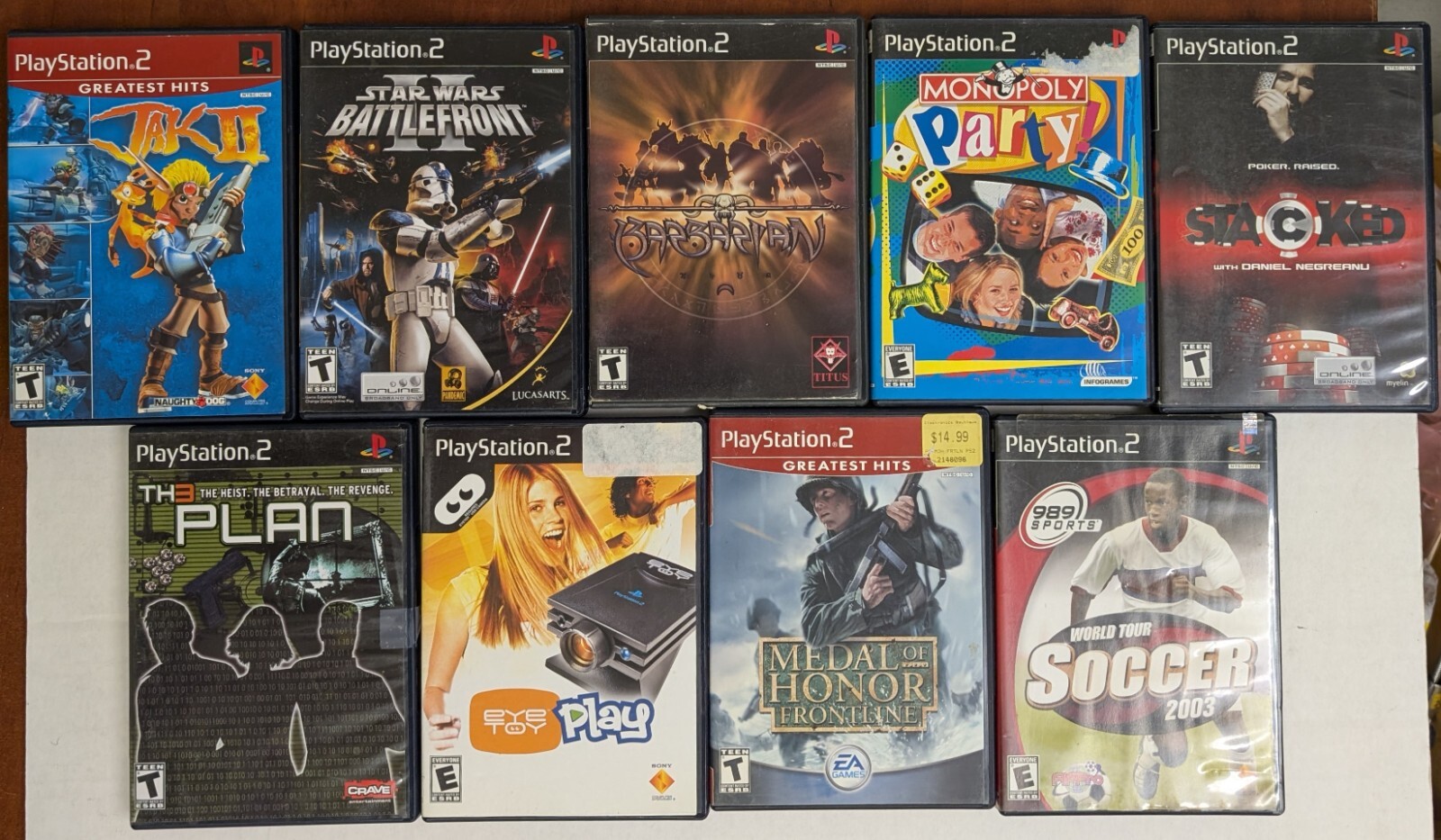 9 Lot PlayStation 2 PS2 Jak II Star Wars Barbarian Monopoly Party Artwork & Case