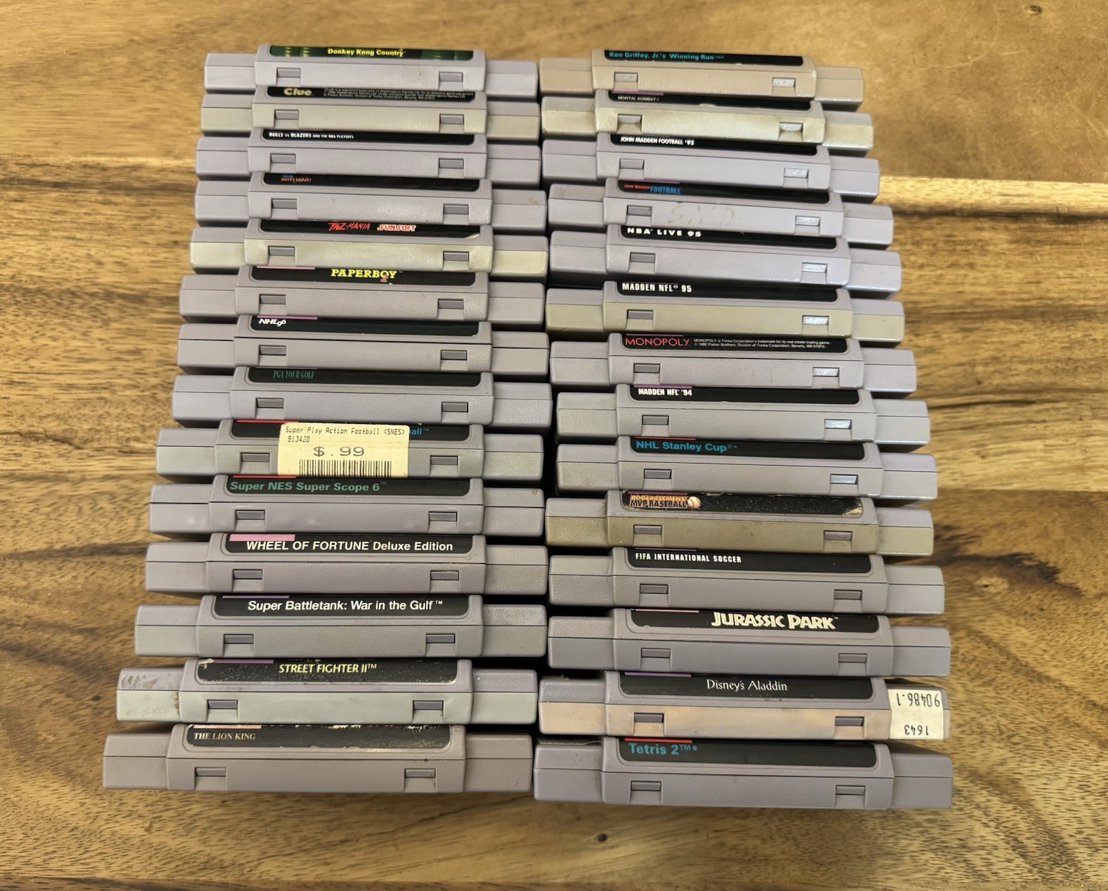 Super Nintendo SNES 28x Different Video Game Lot-Mortal Kombat-Donkey Kong-Clue