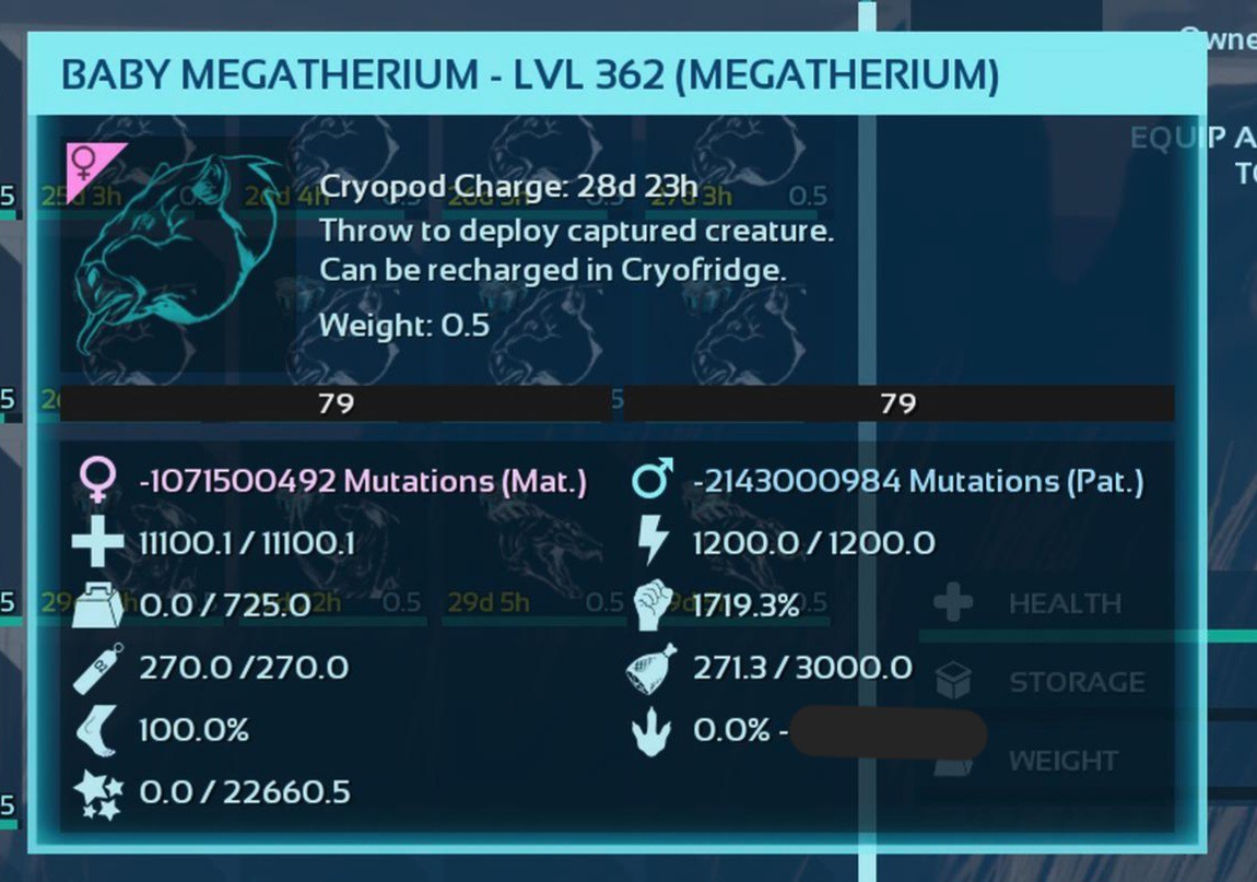 ARK ASCENDED PVE OFFICIAL PAIR BABY MEGATHERIUM BLACK #79 NEW TOP MELEE 1719%