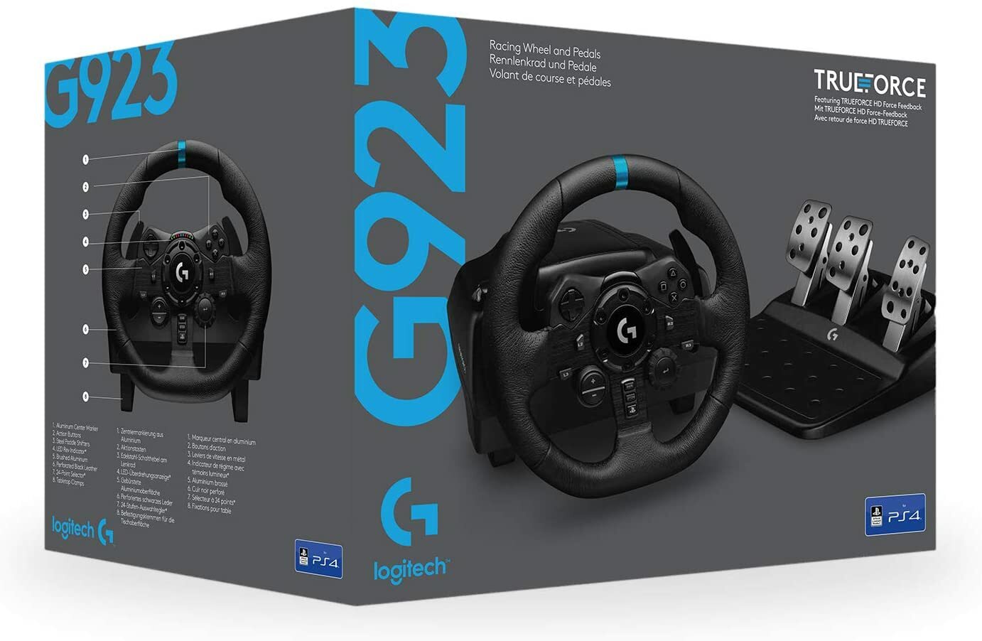 Logitech G923 Racing Wheel & Pedals for PC PS4 & PS5 Featuring TRUEFORCE