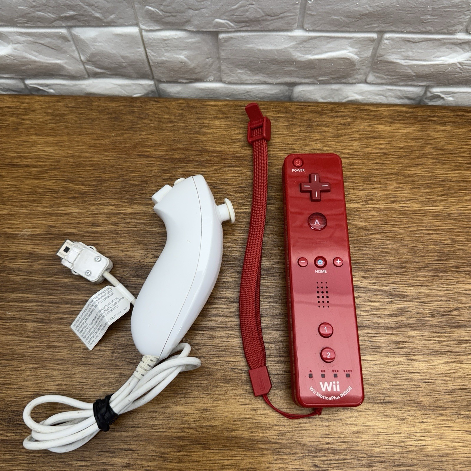 Nintendo Wii Red Motion Plus Remote Controller w/ Nunchuck RVL-036 Wiimote