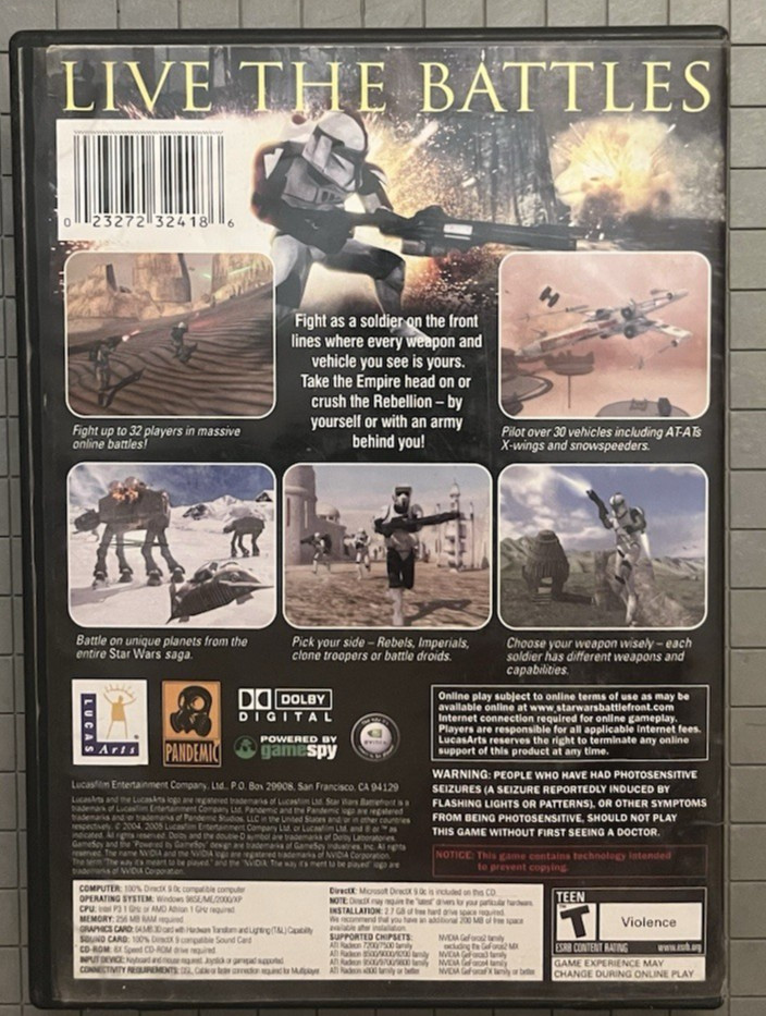 Star Wars Battlefront (PC, 2004) Clamshell Case • 3‑Disc Set + Manual LucasArts