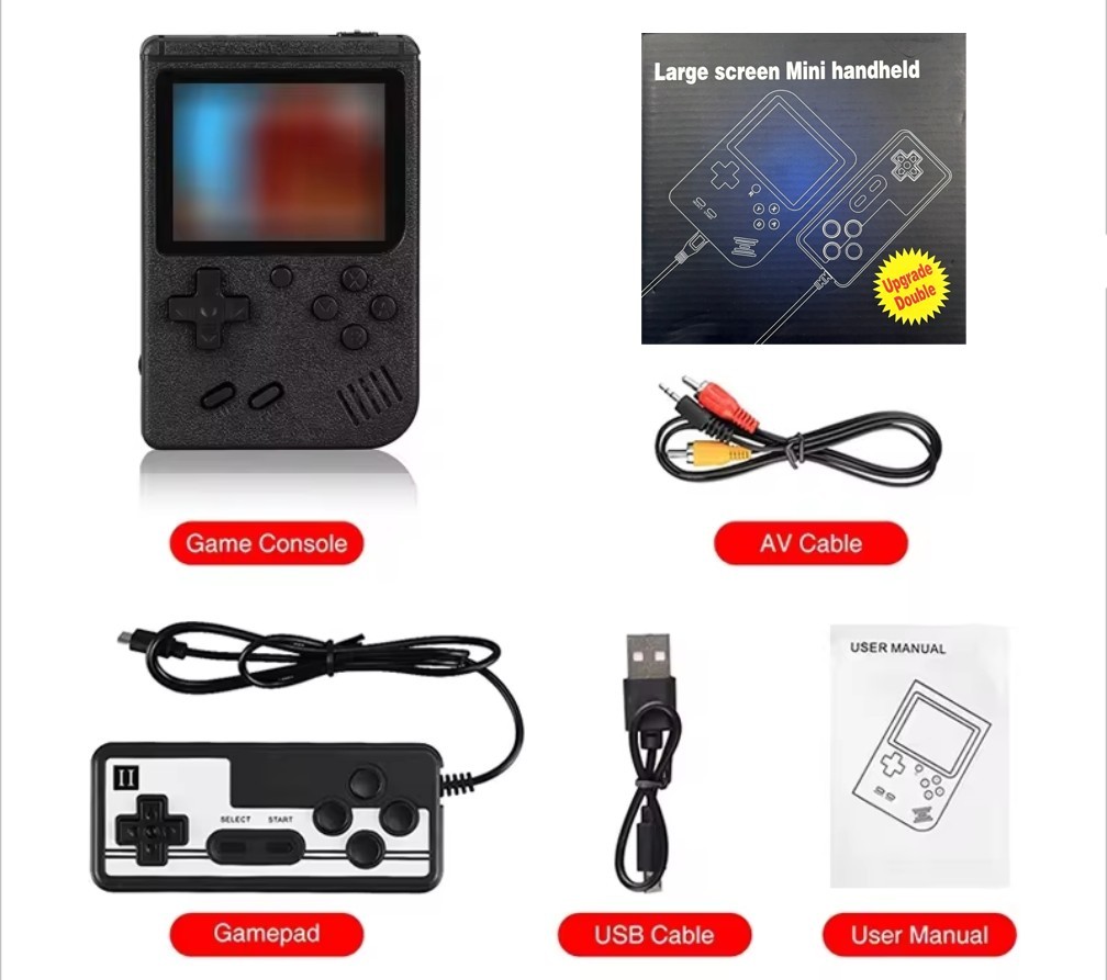 Retro FC 2 Player Handheld 8-bit Video Game Console 400 Preloaded Games – Black