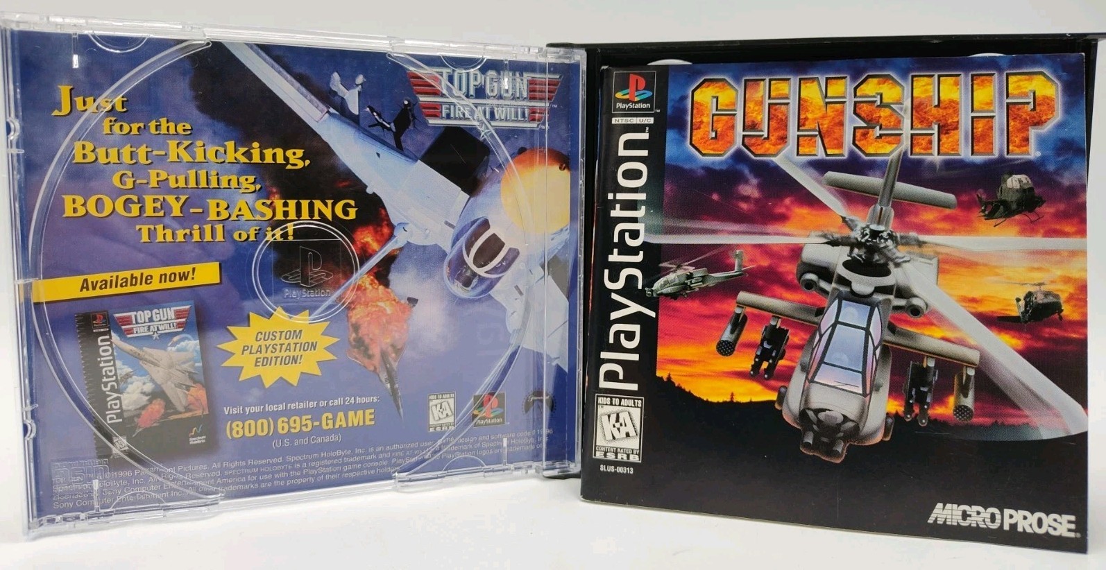 Gunship (PS1, 1996) *CIB w/ Reg Card + Case Protector* NM* Black Label* Tested!