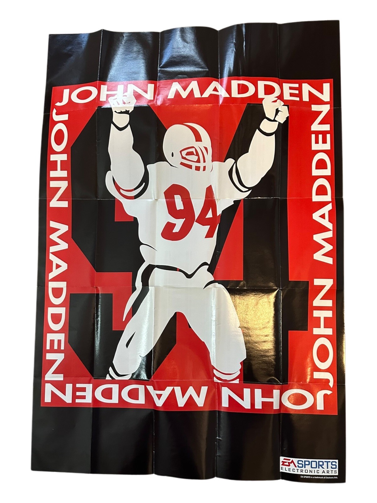 Vintage 1994 John Madden FB Lot Foldout Poster, Player Rating Poster and Manual