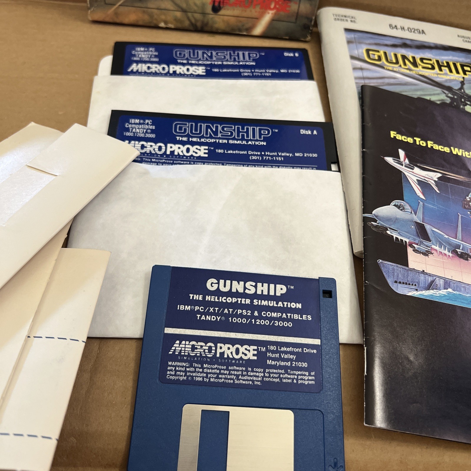 Gunship Microprose IBM PC/XT/AT Big Box – Complete in Box see photos