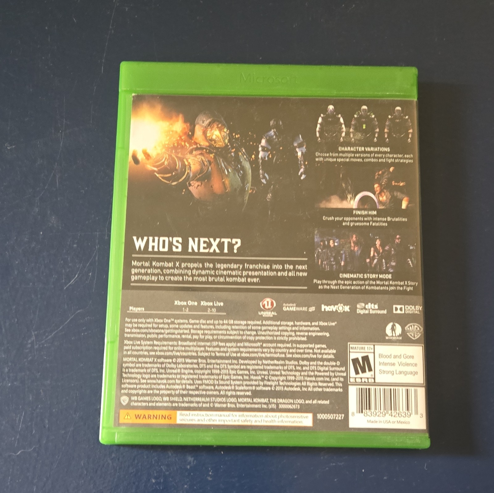 Warner Bros. Mortal Kombat X Xbox One Mortal Kombat Fighting M 2015 Multiplayer