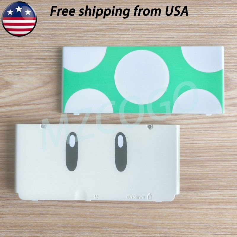 Top + Bottom Plates Cover For NINTENDO NEW 3DS Mario 1 UP Green Mushroom BRAND