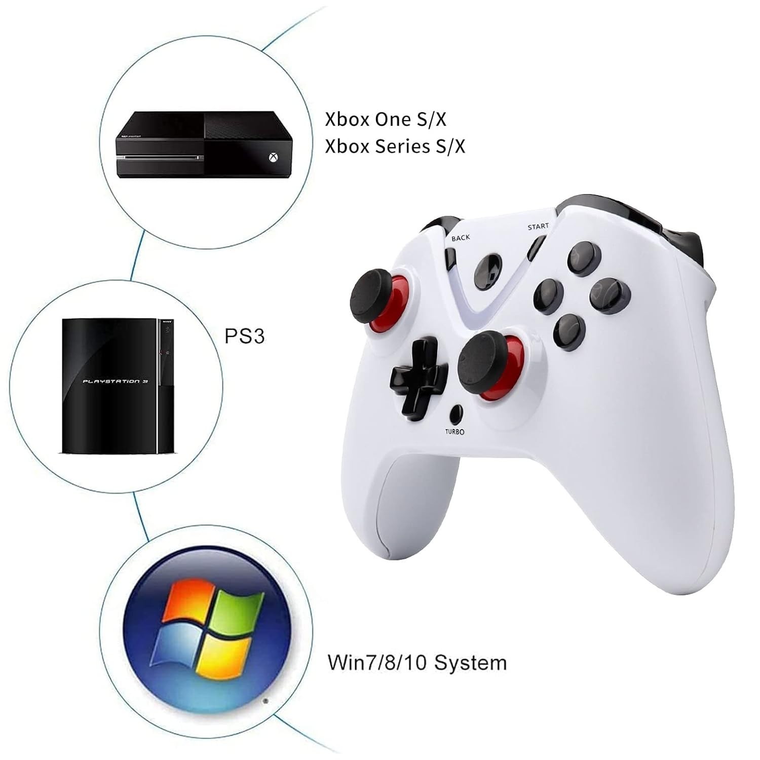 White Wireless Joystick with Multi-Color LED Lighting for Ultimate Xbox Gaming