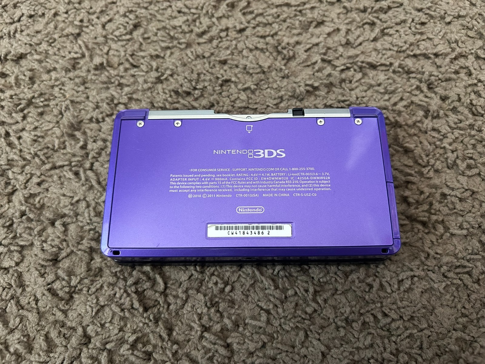 Nintendo 3DS Midnight Purple Handheld System Complete in Box Console