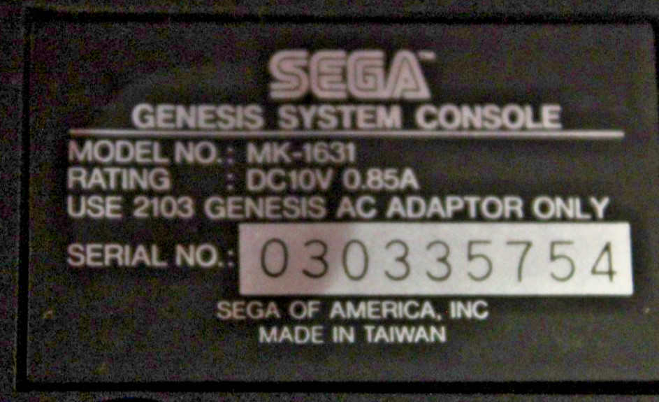 Sega Genesis Model MK-1631 – Console Only