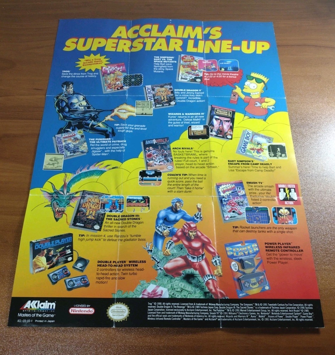 NES Nintendo The Simpsons Bart vs The Space Mutants Insert Poster VTG (1990)