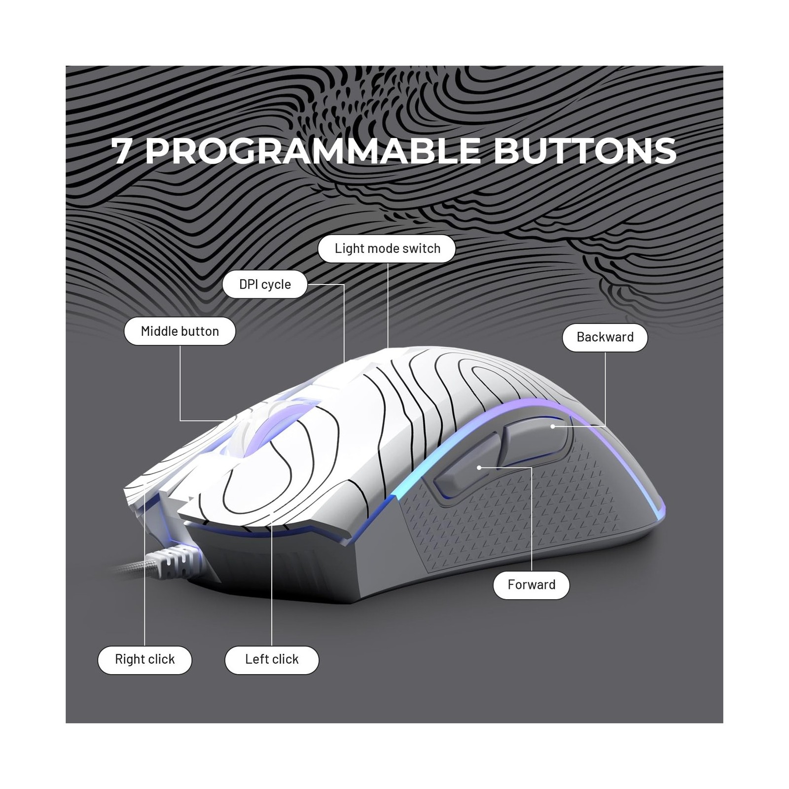 XVX G705 Wired Gaming Mouse, 12000 DPI RGB Gaming Mouse with 12 Backlit Modes…