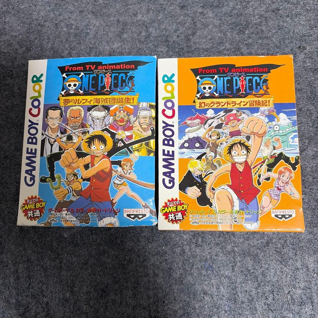 One Piece GBC Game Boy Color 2-Game Set Yume no Luffy & Grand Line Japan Used